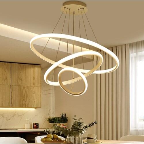 Modern LED Chandeliers For Living Dining Room Bedroom 2/3/4Round Ring Indoor Hanging Light Pendant lamp Circle Lighting Fixture