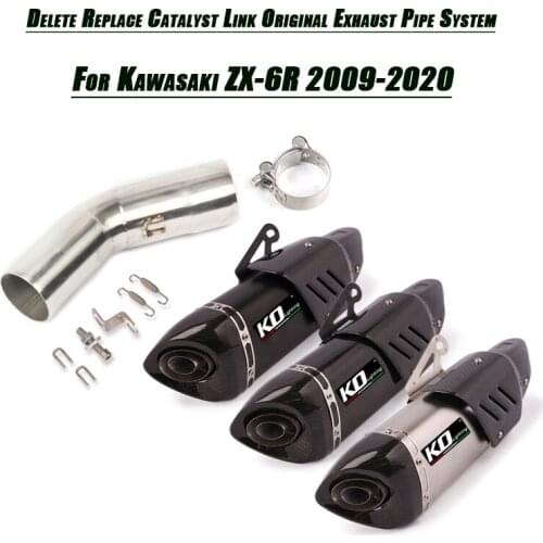 Motorcycle Middle Link Pipe Connect 51MM Exhaust Muffler Tube Delete Replace Original Set System For ZX6R ZX636 2009-2020