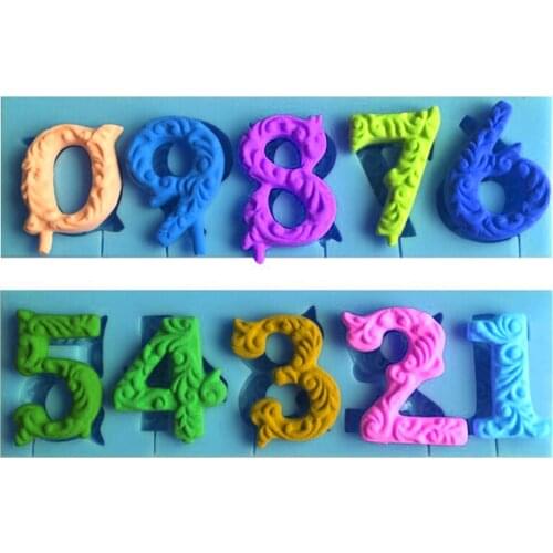 Sugarcraft digital mold Number silicone mold fondant mold cake decorating tools chocolate gumpaste Lollipop mold T1485