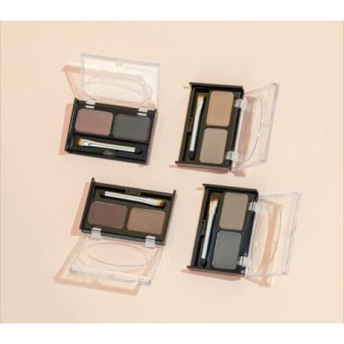 Girls Women Eyeshadow Cake Makeup Tools 2 Color Waterproof Eyebrow Powder Eye Shadow Eye Brow Palette + Brush Eyebrow Enhancer