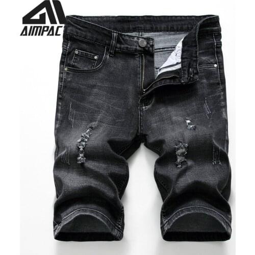 Vintage Denim Shorts for Men Cowboy Ripped Jean Trunks Male Summer Slim Fitted Hi-Street Distressed Skinny Jeans Shorts AM2307