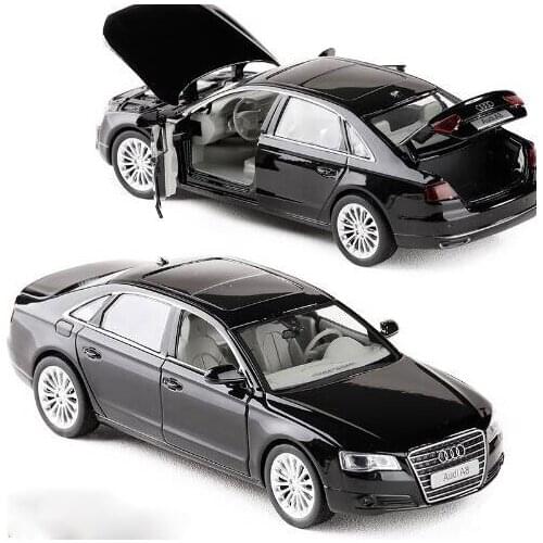 High simulation 1:32 AUDI A8 Alloy Car Model Metal Toy Vehicles With Pull Back Flashing Musical For Kids Toys