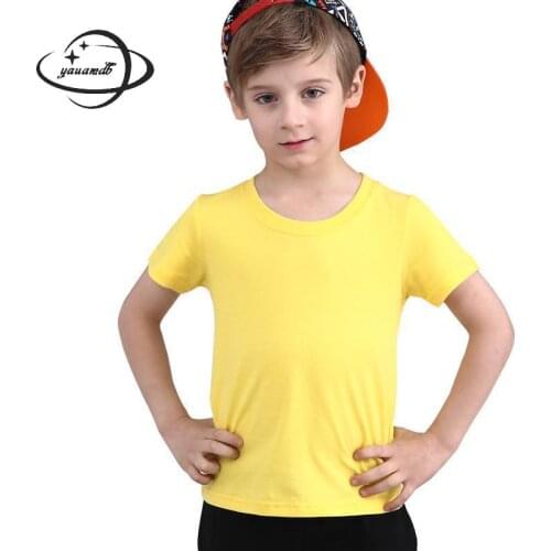 Yauamdb Kids T Shirts Summer 3-13y Boys Girls Solid Color Short Sleeve O-Neck Fashion Childrens Top Tees Casual Clothes Ly25