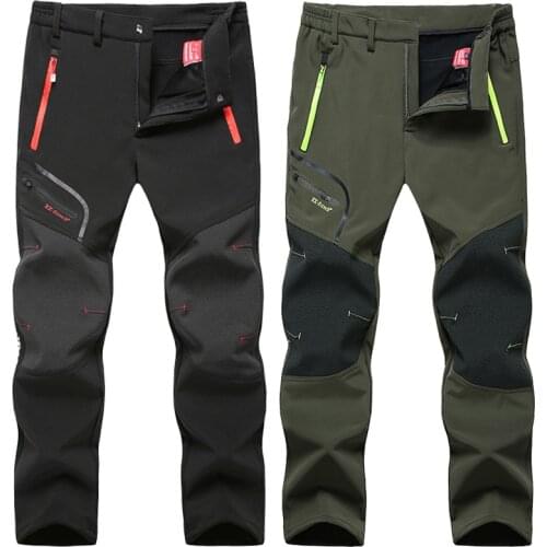 Winter Fleece Waterproof Trousers for Men Thick Outdoor Sport Climbing Men Pants Clothing Warm Elastic Waist Mens Work Pants