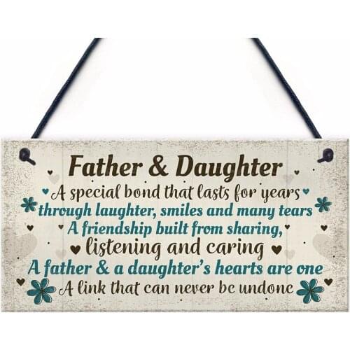 Meijiafei Father And Daughter Signs Hanging Plaque Father Signs From Daughter Birthday Christmas Keepsake Plaque 10" X 5"