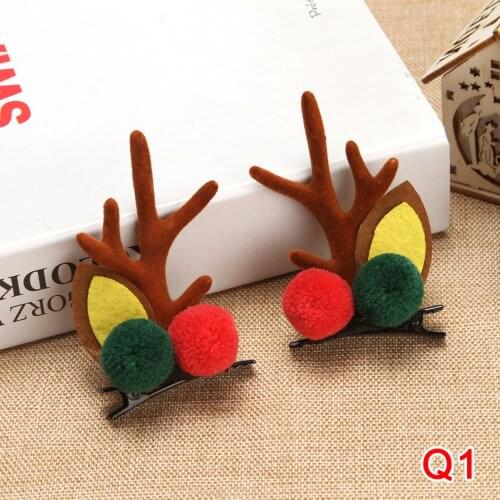 1 Pair Cute Antler Shape Hairpin Christmas Hair Decor Hair Accessories For Girls Women BN