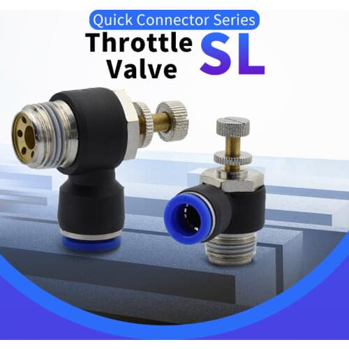 1 pcs M5" 1/8" 1/4" 3/8" 1/2 air speed Regulating valve throttle valve SL 4 6 8 10 12mm Fast connection Pneumatic Fitting