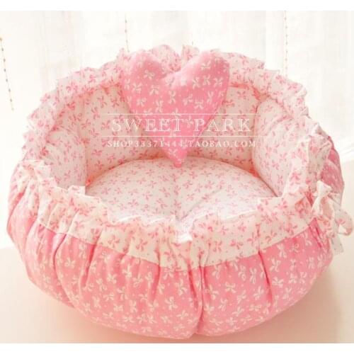 2016 new pet dog cat lovely printed bed with heart toy dogs cats autumn winter sofas doggy kennels puppy house pets products