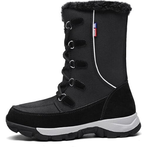 2020 Winter Waterproof Women Snow Boots Womens Shoes for Woman Booties Mid-calf Warm Fur Plush Velvet Russia Big Size 41 42