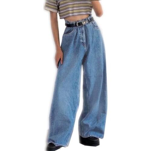 2021Womens Jeans Wide Leg Pants Plus Size High Waisted Denim Trousers Oversized Streetwear Vintage Quality Fashion Hiphop Jeans