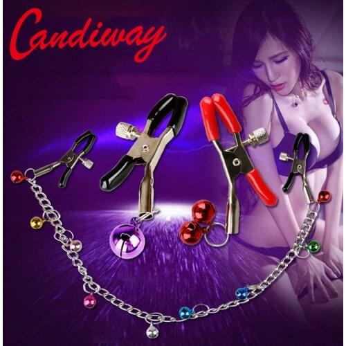 3sets chain bells nipple clamps shaking milk stimulate for couple female breast clitoris clip massage Night Lover Game sex toys