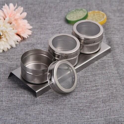Magnetic Spice Jar Container Set With Labels Stainless Steel Base Spice Pepper Seasoning Sprays Tins Storage Favor Of Elefants