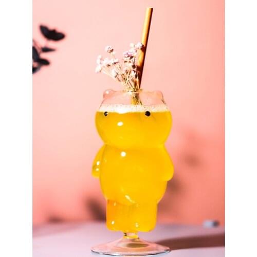 230ml Creative Bear Shape Cocktail Glass Transparent Wine Glass Vodka Whiskey Beer Drinking Cup Home Bar Party Drinkware Gifts