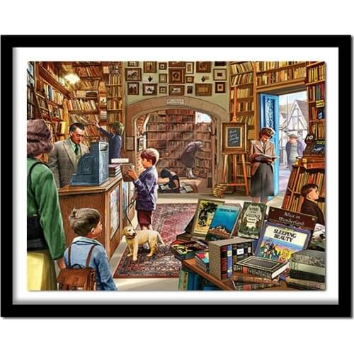 DIY Diamond Painting Cross Stitch Library Study Rhinestones Crystal Needlework Diamond Embroidery Full Diamond D69