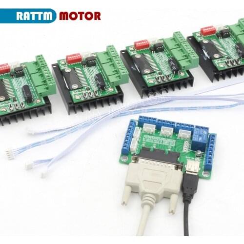 4Pcs 3.5A TB6560 Single Axis CNC Stepper Motor Driver 16 Microstep & 5 axis CNC Breakout board interface V5 type MACH/EMC2/KCAM4