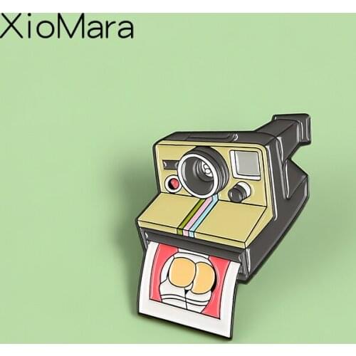 Instant Camera Enamel Pin Meme Retro Photo Picture Badge Brooches Backpack Lapel Pins Fashion Jewelry Gift for Women Men