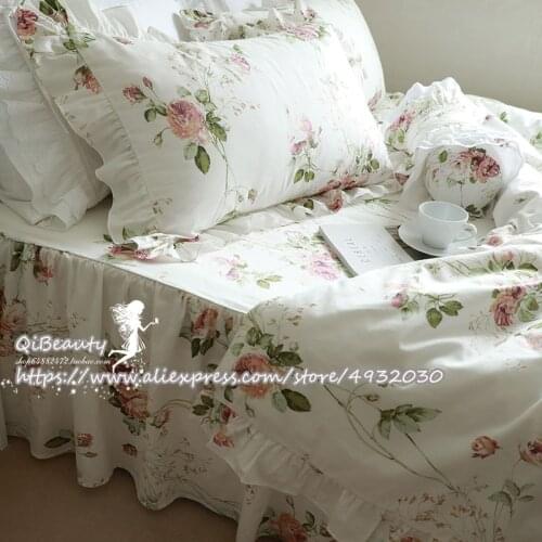 European Garden Princess Cotton Four Seasons Bedding Bed Skirt Four-Piece Set