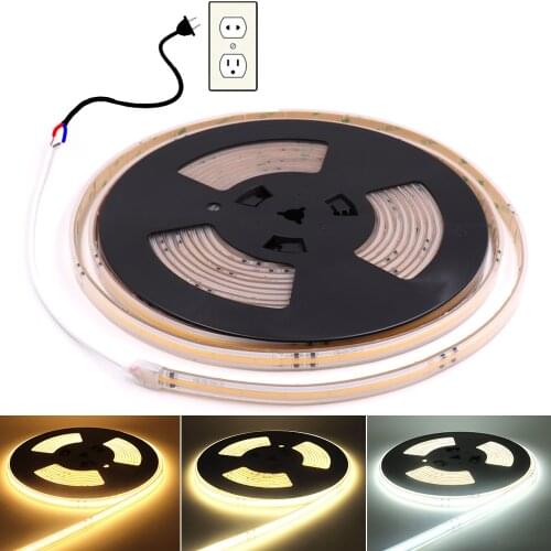 AC 220V Flexible COB Strip LED Neon Light Bar 10M 5M IP67 Dimmable Driverless FOB COB Linear LED Tape Lamp RA 90 420LED/M