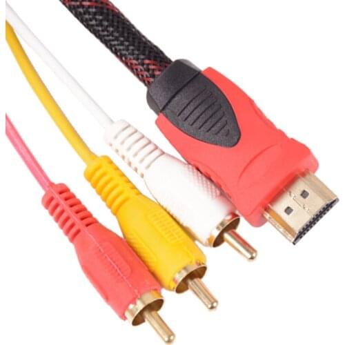 HDMI to RCA Cable HDMI Male to 3RCA AV Composite Male 1.5M Connector Adapter Cable Cord Transmitter No Signal Conversion