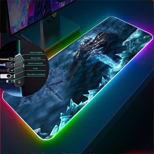 MRG RGB The Frozen Throne Game Mouse Pad with 4-Port USB Hub LED Large Mousepad XXL Desktop Computer Mouse Pad for Warcraft