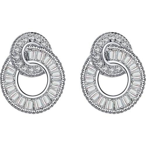 YaYI Fine Jewelry White Natural Moissanite Gemstones Zirconia Silver Color Wedding Party Hoop Ear Stud Precious Tassel Earrings