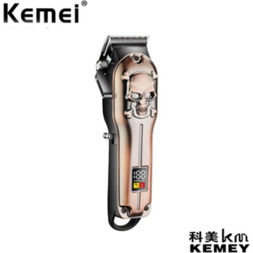 Kemei hair trimmer KM-2618 rechargeable hair clipper haircut machine oil head clipper carving hair line white pushing LCD