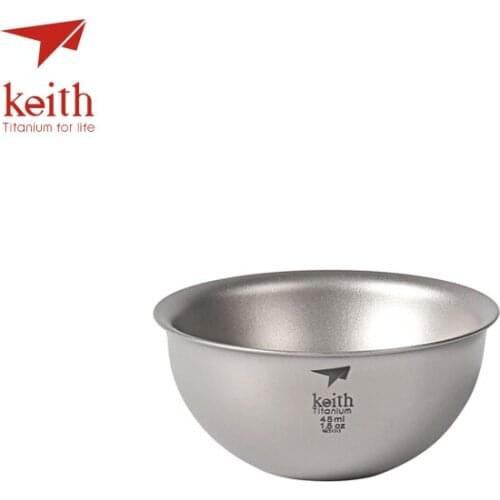 Keith Double Wall Pure Titanium Chinese Kongfu Tea Cup Water Mug Outdoor Travel Hiking Picnic Tableware Tea Cups Only 22g
