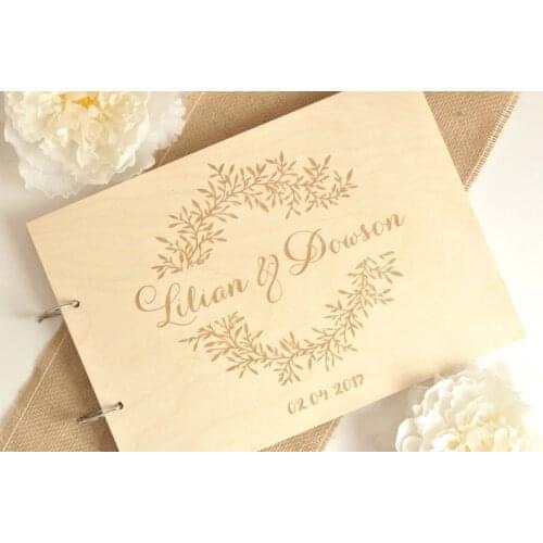 Classic Tree Wood Wedding Guest Book Photo Guestbook Personalizet Wooden Photalbum Family Anniverasry Gift For Parents