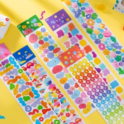 2 Pcs Colorful Ribbon Stickers Kawaii Design Hand Account Scrapbooking DIY Decoration Collage Material Sticker Korean Stationer