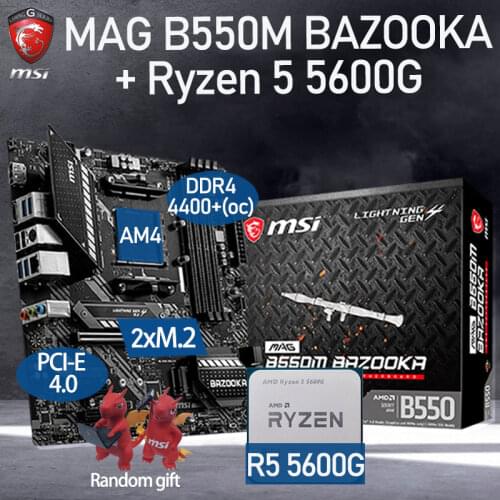 MSI MAG B550M BAZOOKA Motherboard Set + AMD Kit Ryzen 5 5600G Combo DDR4 128Gb M.2 PCI-E 4.0 B550 Placa-Mãe Kit AM4 Desktop B550