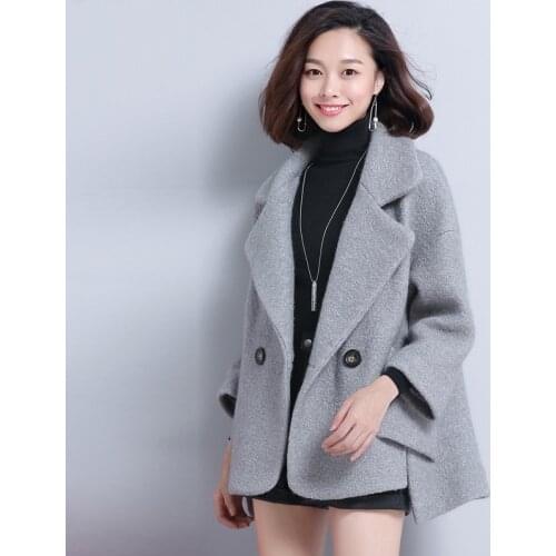 Woolen Short Abrigos Coat Women Korean Loose Coats Wool Blend Women Coat Fashion Casaco Feminino Overcoat KJ178 s