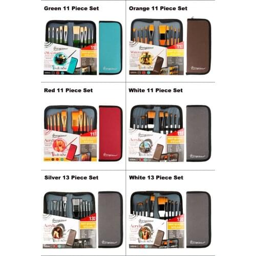 Paint Brush Set with Carrying Case Professional Art Paintbrush Kits for Acrylic Watercolour Oil Canvas Gouache Painting