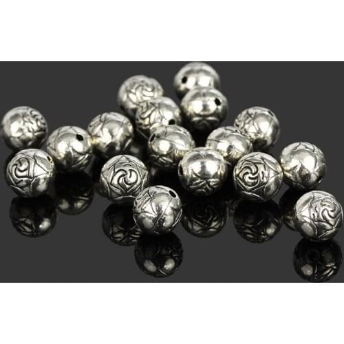 9MM Antique Silver Plated 30pcs Alloy Round Beads For Bracelet Necklace Diy Jewelry Findings Accessories
