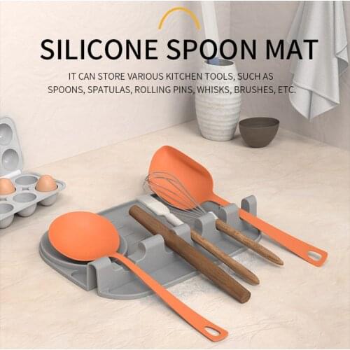 Kitchen Food Grade Silicone Spoon Mat Spatula Shelf High Temperature Resistant Placemat Tray Spoon Pad Drink Glass Coaster