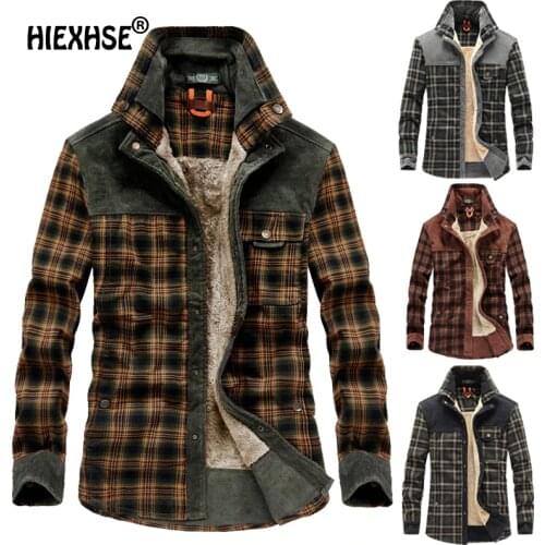 NEW Winter Jacket Men Thicken Warm Fleece Jackets Coats Pure Cotton Plaid Jacket Military Clothes MenCasual jacket Size M-3XL