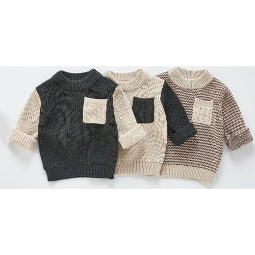 2021 Autumn Winter Baby Boys Sweater Children knitted Clothes Kids Pullover Jumper Toddler Striped Style Boy Sweater