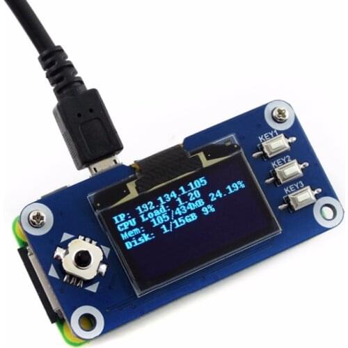 Waveshare 1.3inch OLED display HAT for Raspberry Pi 2B/3B/3B+/Zero/Zero W,128x64 pixels,SPI,I2C interface,embedded controller