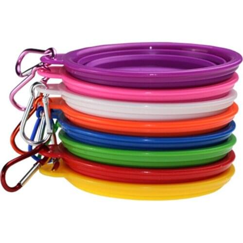 Portable Dog Feeding Bow& Silicone Folding Water Food Container Silicone&Travel Bowls Collapsible Pet Accessories