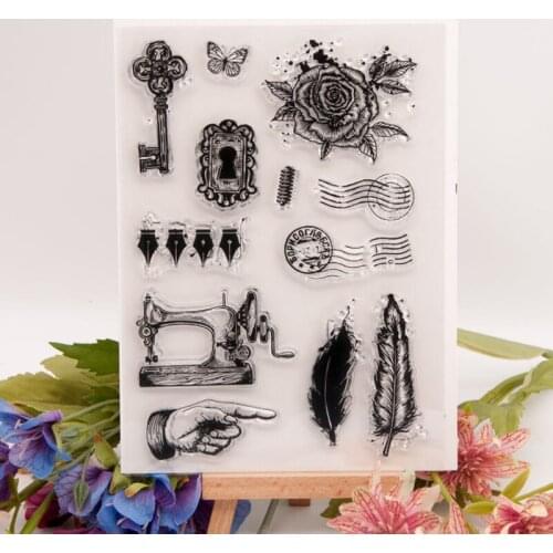 Rose Feather Transparent Clear Silicone Stamp Seal Cutting DIY Scrapbooking Rubber Coloring Embossing Diary Decoration Reusable