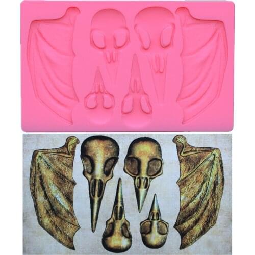 Crow Bones Silicone Mold Fondant Mould Cake Decorating Tools Chocolate Molds Halloween Silicone Mold 1496