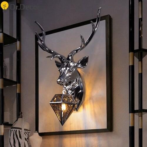 Nordic Antler LED Wall Lamp Resin Wall Lamps Art Deer Lights Bedroom Buckhorn Kitchen Hanging Lamp Home Decor Wall Sconce Lamp