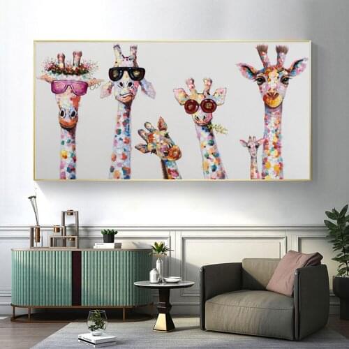Modern Lovely Graffiti Art Animal Fawn Canvas Painting Wall Posters Prints Pictures For Kids Room Bedroom Home Cuadros Decor