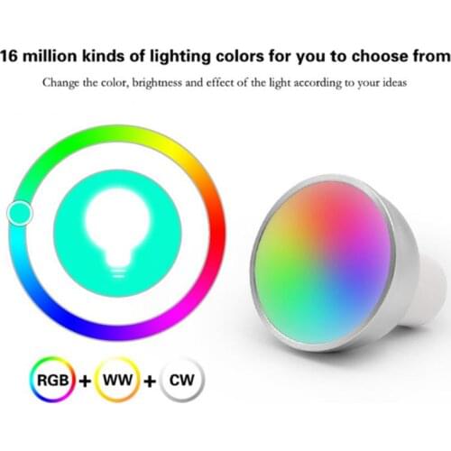 GU10 Spotlight WiFi Smart Light Bulb 5W RGB+CW 2700-6500K 16 Colors App Remote Control RGB Light Led Lamp For Alexa Google Home