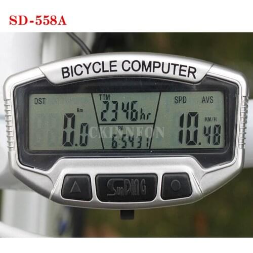 20Pcs/Lot Odometer Waterproof Cycle Bicycle Computer Speed Meter SD-558A Clock Stopwatch LCD Blue Cold Luminous