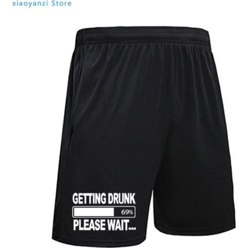 Stag Party Gift funny men running shorts Getting Drunk Please Wait... print 2021 summer sports pants hip hop style short pants