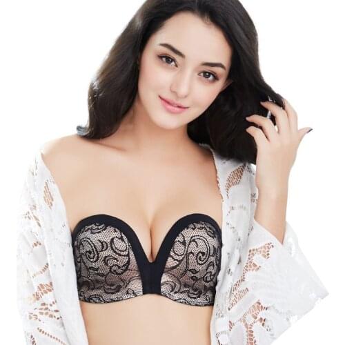 Fatimu Women Sexy Double Push Up Bras Underwear Lace Print Have Cup Size Strapless Sexy Bras for Women Gather Seamless Minimizer