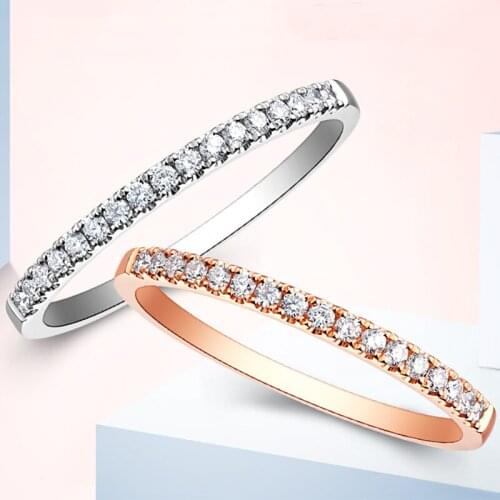 14K Au585 White Rose Gold Ring Women Wedding Anniversary Engagement Party Ring Round Moissanite Diamond Elegant Romantic Trendy