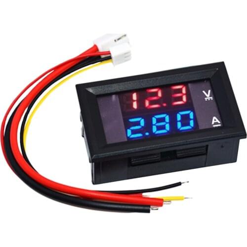 0.28 inch Mini Digital Voltmeter Ammeter DC 100V 10A Panel Amp Volt Current Meter Tester 0.28 Inch Blue Red Dual LED Display