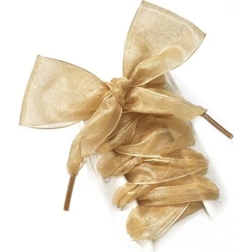 1Pair 110cm Fashion Organza Ribbon Sport Shoes Sneakers Bowknot Flat Shoelaces