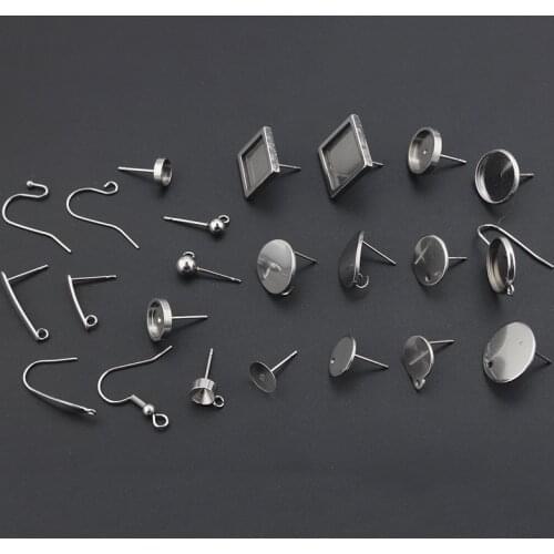 1pack Stainless Steel Fashion Earring Wire Hook Hoop Connector Stud Earring Base Tray Earring Jewelry Accessories Findings
